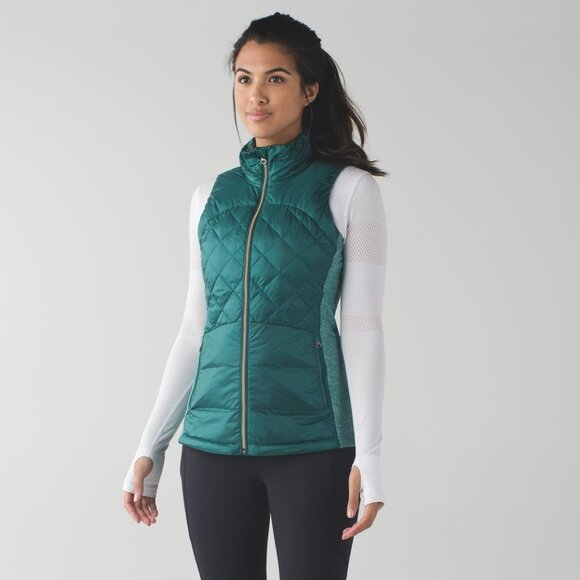 Lululemon Women's Forage Teal Down For A Run Slim Full-Zip Puffer Vest Size 6 - Picture 1 of 7